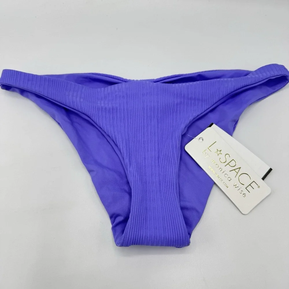L*Space Camacho Classic Bikini Bottom XS Amethyst Ribbed Lavender NWT PTCMC21